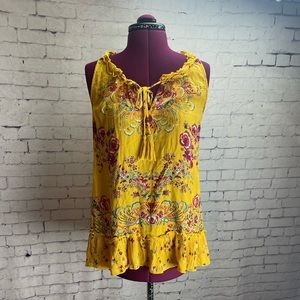 Bila size small yellow floral sleeveless blouse